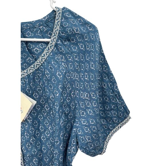 NWT Faherty Carmel Dress Key Largo Blue Linen Size Medium - Picture 2 of 13